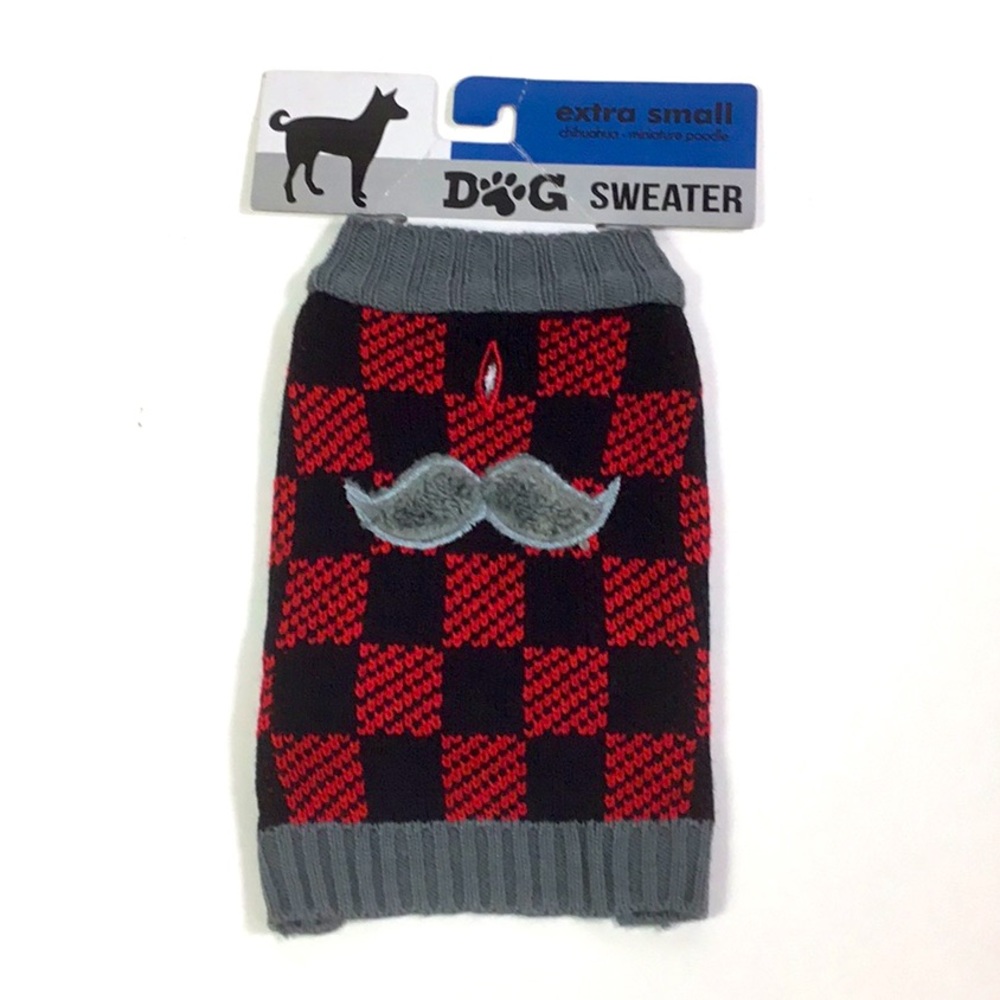 New Dog Sweater Size S Red Block D & G gray black pull over stretch see arm hole